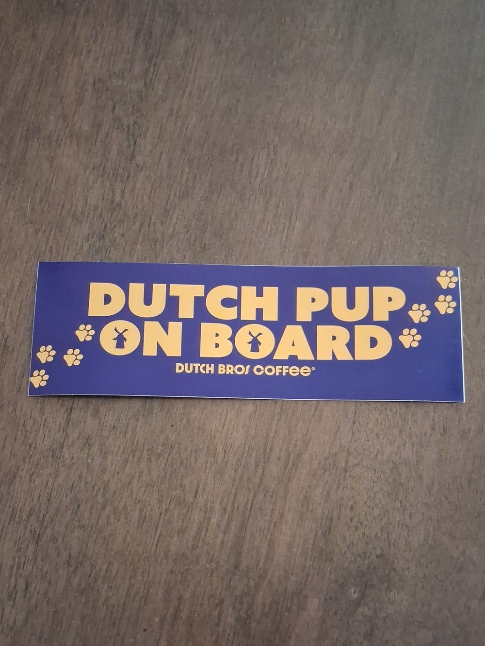 Dutch Bros Blue and Yellow "Dutch Pup On Board" Sticker